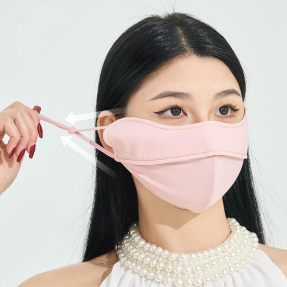 Women 3D Stereo Sun Protection Mask UPF50+, Ice Silk Anti Ultraviolet Face Mask, Eyewrap Design Adjustable String Breathable Summer Outdoor Mask