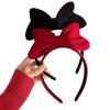 2025 Красная бархатная повязка на голову с бантом для женщин и детей - Аксессуар для волос на Новый год и Рождество