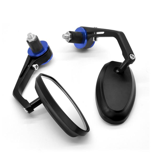 Motorcycle Handle Bar End Mirror 7/8" 22 mm Side Rearview Mirrors Smoke Blue Lens For Ducati BMW Honda Suzuki Kawasaki
