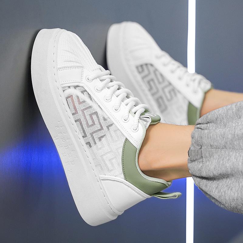 2024 Мужские летние дышащие сетчатые спортивные повседневные белые кроссовки с толстой подошвой