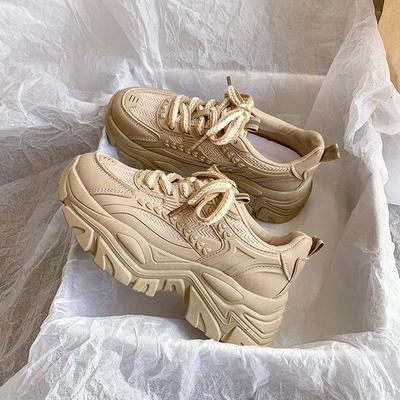 Обувь Wheat Ear Dad, женская обувь Ins Tide Spring Explosion, дышащая, универсальная, толстая подошва, увеличивающая рост, маленькая белая спортивная обувь