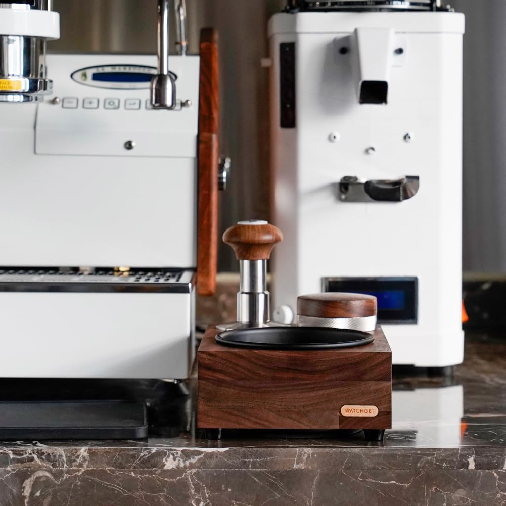Watchget Knock Box Espresso Knock Box Knock Box Tamper and Distributor Stand Storage Compatible with Walnut Coffee Knock Box Coffee Residue Bucket