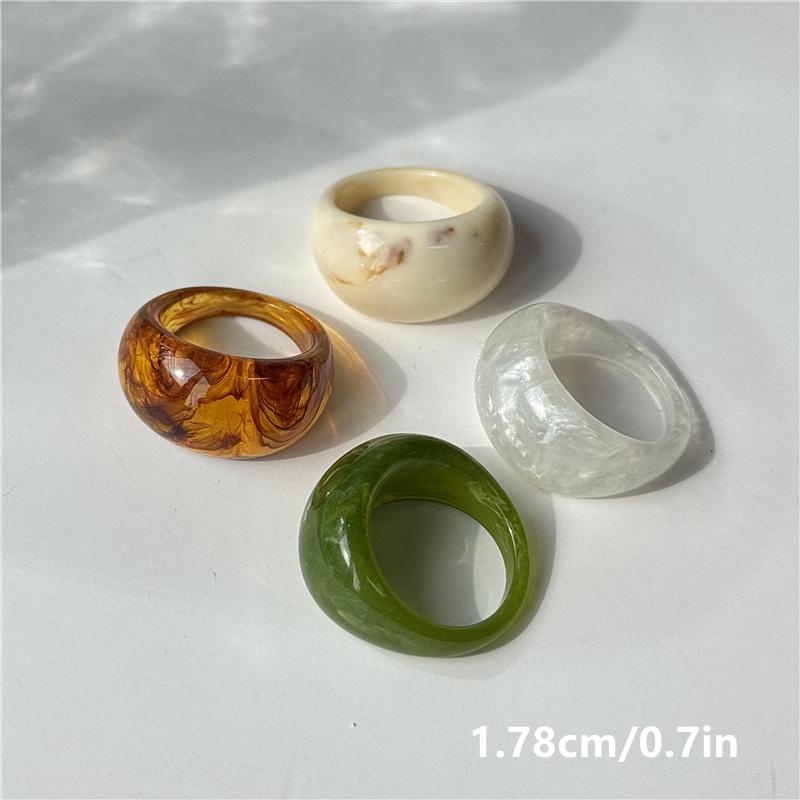 4pcs/set Vintage Irregular Geometric Resin Ring Set for Women New Boho Geometric Finger Rings Minimalis Jewelry