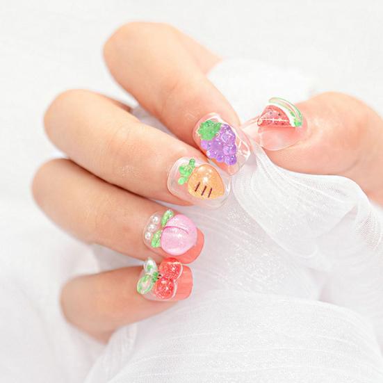 50 шт. подвески для дизайна ногтей из фруктовой смолы подвески для дизайна ногтей Kawaii вишня клубника лимон арбуз виноград персик DIY аксессуары для поделок
