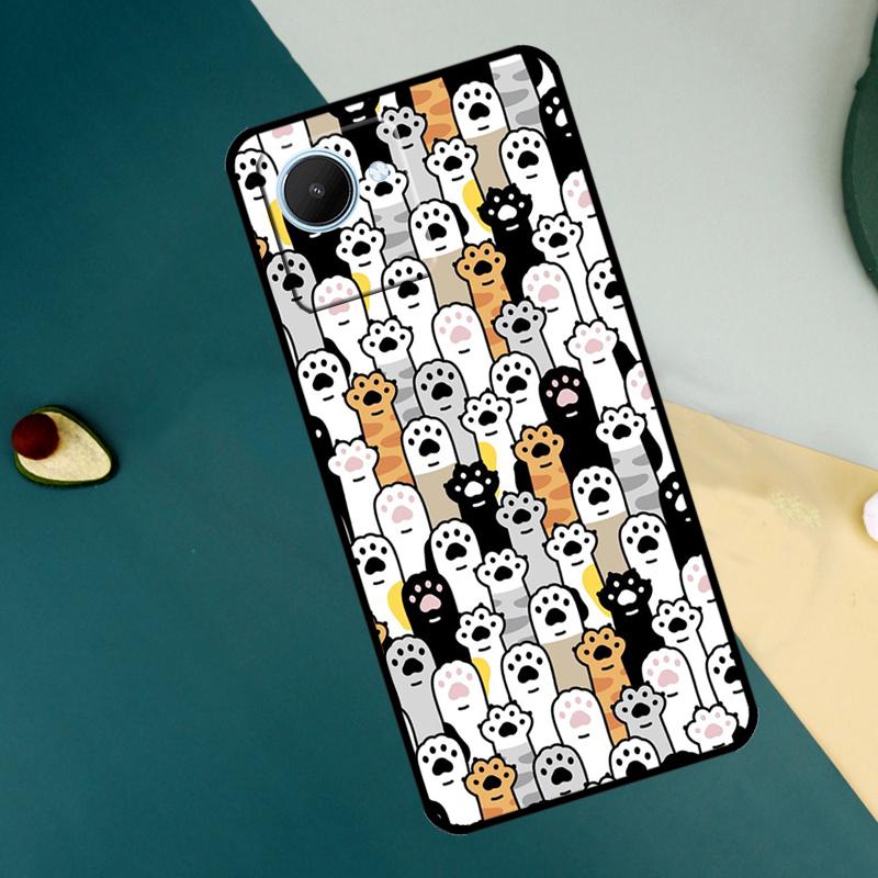 Cute Funny Cats Paws Pattern For Realme C63 C61 C71 C55 C67 C51 C75 C65 C53 10 11 12 13 14 Pro Plus GT6 GT7 15 Pro Case