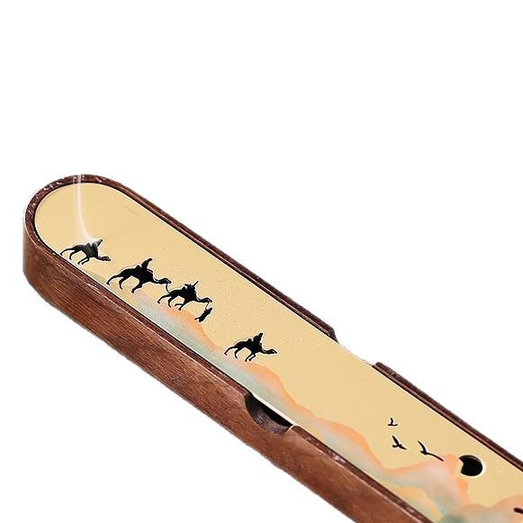 Chinese Style Walnut & Brass Incense Burner Set - Agarwood & Sandalwood Holder Gift Box