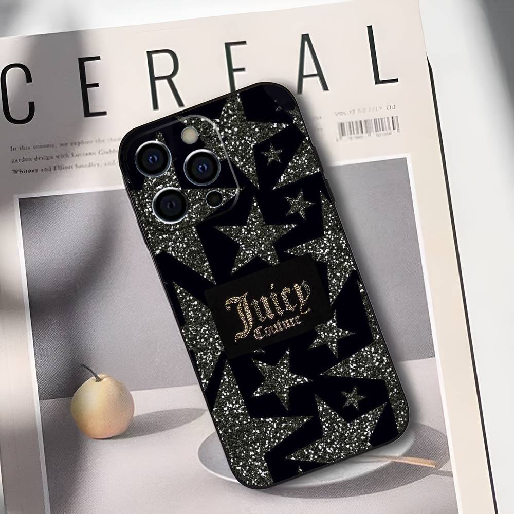 Розовый чехол J-Juicy C-Couture для iPhone 17,16,15,14,13,12,11 Plus,Pro Max,XS,Мягкий черный чехол