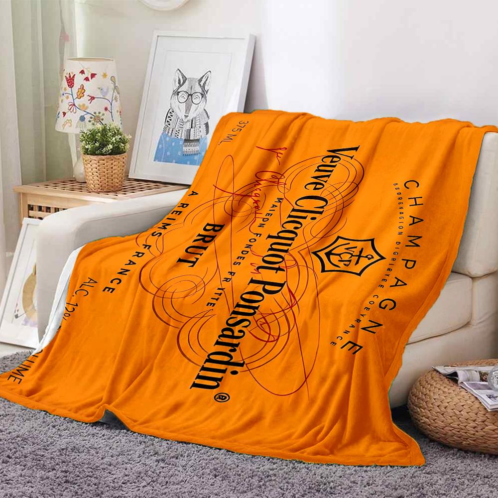 1Pc Champagne Label Blanket Soft And Comfortable Casual Warm Camping Travel Christmas Halloween Xmas Gift M928176