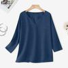 ZANZEA Женская повседневная однотонная блузка с v-образным вырезом и длинным рукавом