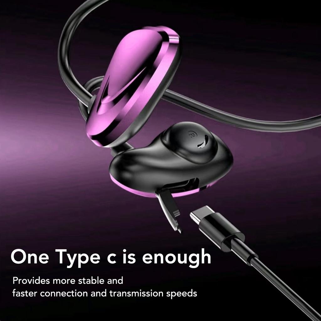 Наушники с открытым ухом Многофункциональные Стереозвук Шумоподавление Беспроводные Bluetooth 5.3 Наушники для Спорта Бега Ежедневного использования Фиолетовые