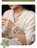 Natural White Jade Green Grape Lotus Pod Double Circle Bracelet - Elegant Chinese Niche Beaded Jewelry