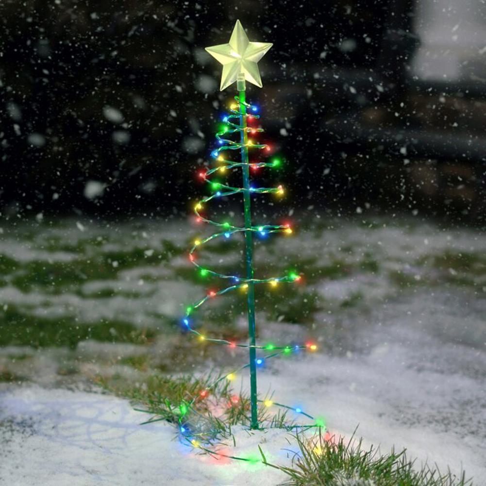 Mini LED Christmas Tree Light Festival Outdoor Decorative Xmas Tree Lights Solar Power Garden Decoration Lamp