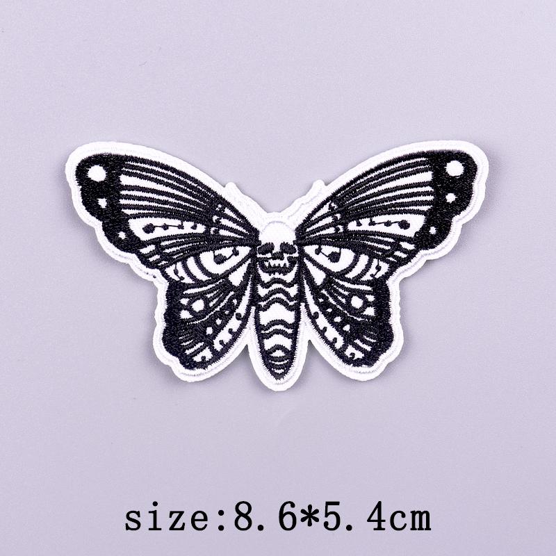 Skull Patch Punk Embroidered Patches For Clothing Stripe Badges Letters Patch Iron On Patches On Clothes DIY Hook Loop Stickers