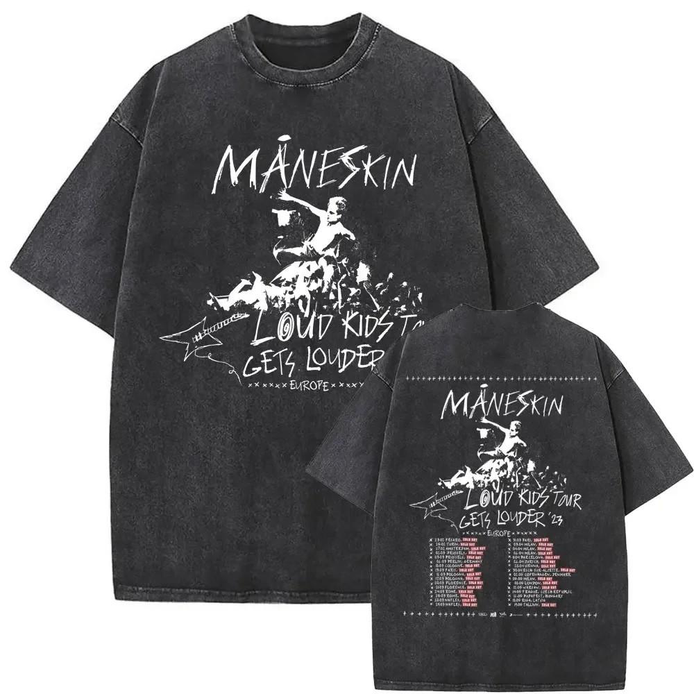 Хлопковая оверсайз футболка Måneskin Washed Итальянской рок-группы Унисекс