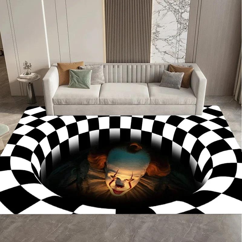 Визуальный 3D Черно-белый Сетчатый Иллюзия Вихревая Ловушка Коврик Ковер для Спальни Дивана Гостиной Декор ковер