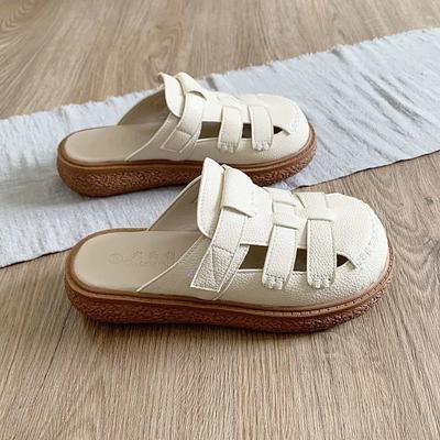 Баотоу полутапочки женские летние для улицы 2025 новые в японском студенческом стиле на толстой подошве универсальные Мори полые прохладные тапочки