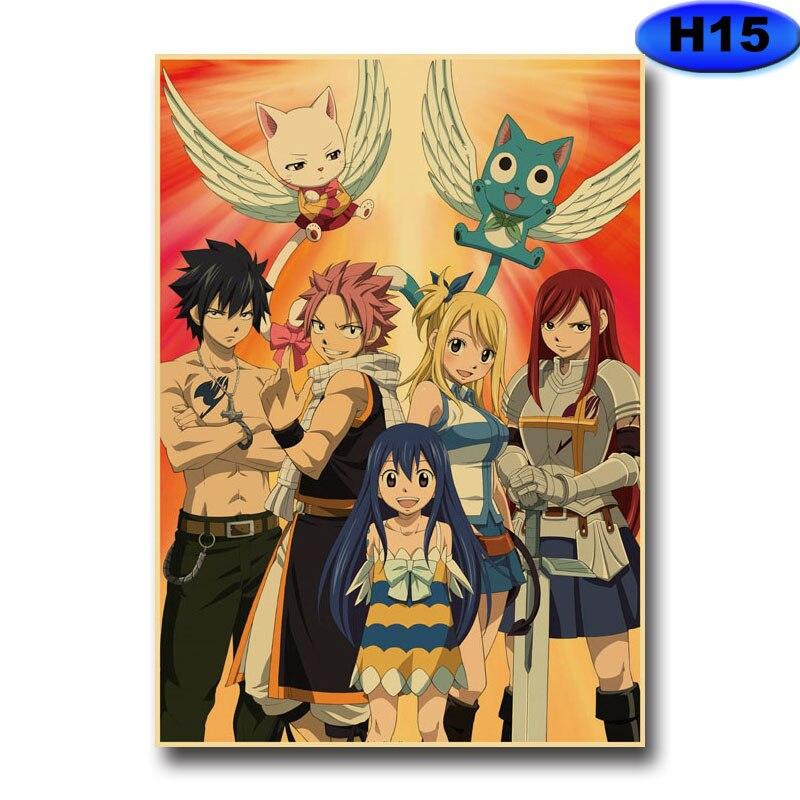 Anime Fairy Tail Posters Wall Stickers Kraft Paper Retro High Definition Poster Home Decor Living Room Bedroom Bar Decoration