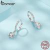 BAMOER 925 Sterling Silver Fantasy Ice Flower Hoop Earrings Sweet Flower Ear Buckles for Women Girls Party Fine Jewelry Gift