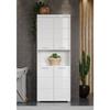 Meuble de salle de bain Colonne double - 4 portes + 1 niche - L73 x P31 x H190 cm - Blanc - AMANDA