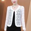 Spring Summer Women's Hollow Out Lace Jacket Women Long Sleeve Lace Bead Cardigan Short Women Jacket Women Clothing