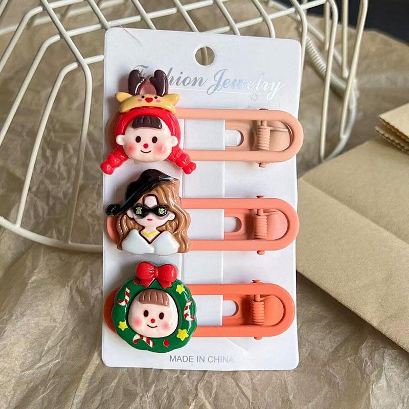 Adorable Christmas Cartoon Girl Flower Hair Clip Duckbill for Baby Bangs