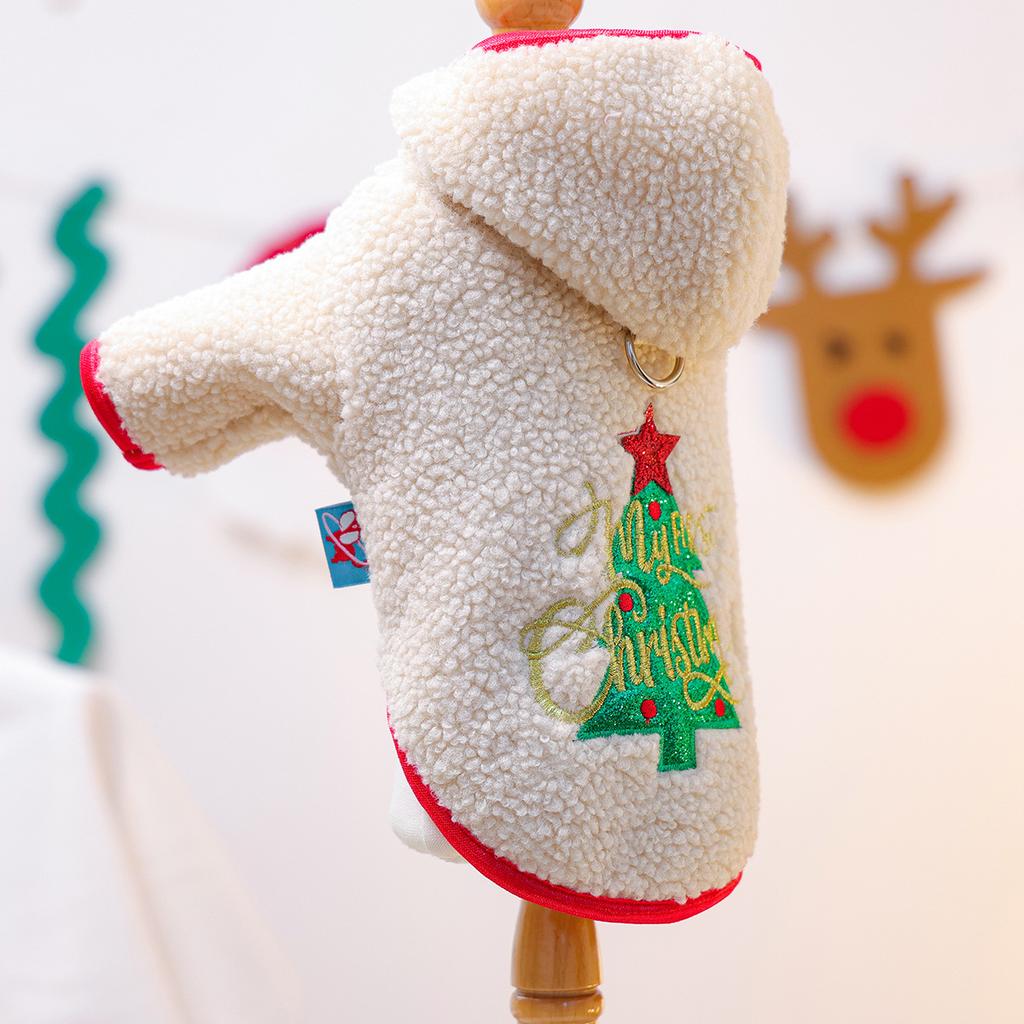 PETCIRCLE Spot Cross-border Explosions Pet Puppy Dogs Clothes Source Factory Direct Autumn Winter Christmas Lamb Velvet Hoodie