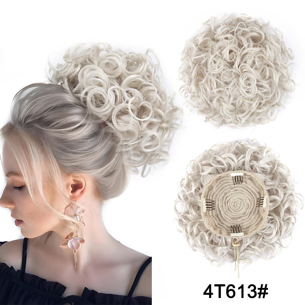 Большие вьющиеся булочки для волос, эластичный шнурок, вьющиеся грязные булочки для наращивания волос, короткие синтетические хвостики для наращивания для женщин