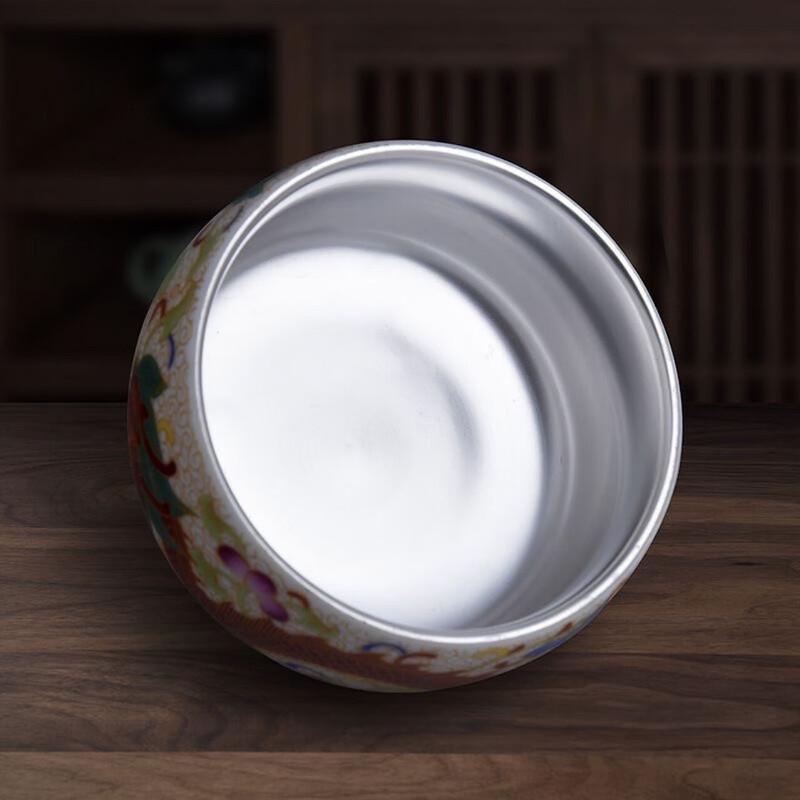 Chaxun Gilded 999 Silver Dragon Phoenix Teacup