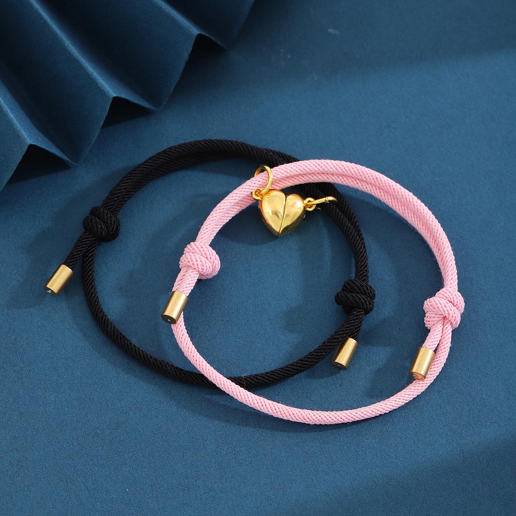 Магнит Золотое Сердце Набор Браслетов для Пары в Миланском Стиле Унисекс Совпадающие Браслеты Украшения