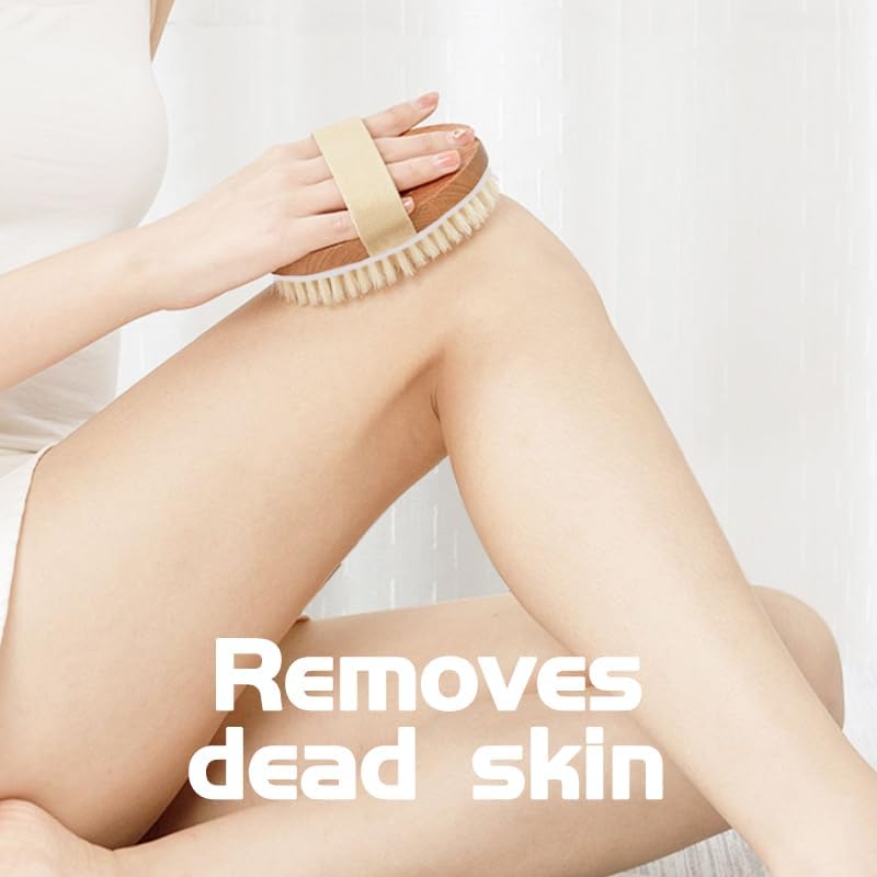 Bamboo Dry Body Brush Shower Brushing Removes Dry Skin with Massage Nodes Exfoliating Bath Brushes Body Scrubber