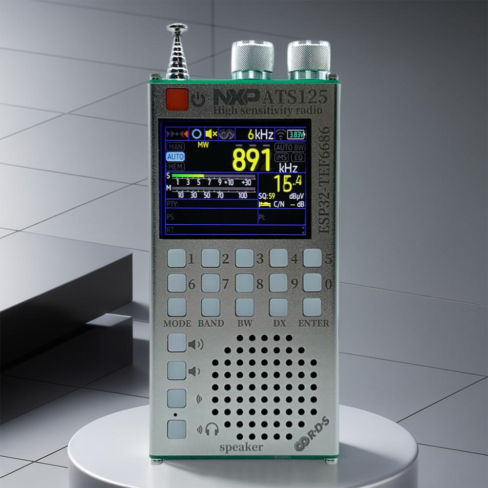 ATS125 ESP32 65-108MHz Portable Bluetooth Radio Receiver TEF6686 Chip RDS Data Display Radio LCD Screen Telescoping Antenna