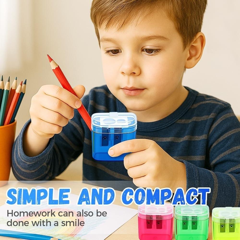 Dual Holes Pen Sharpener With Lid Pencil Sharpening Tool New Pencil Sharpeners  Student Stationery