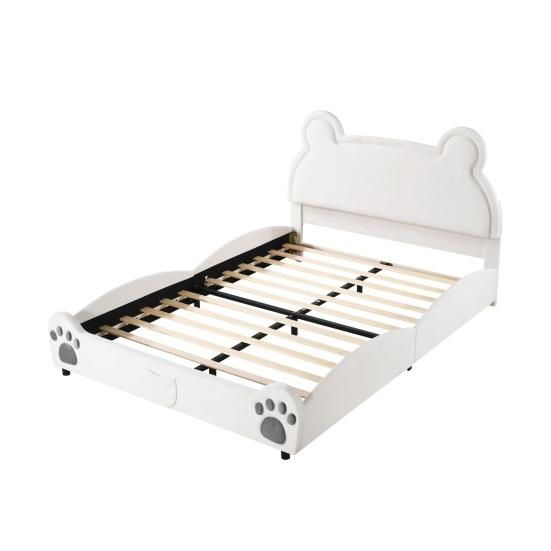 Toddler Bed Solid Construction High Durability Strong Load Bearing Sturdy Legs Kids Easy to Assemble Modern Upholstered Single Crib for Home