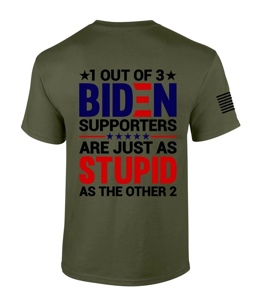 Mens Patriot Pride 1 In 3 Biden Supporters Funny Short Sleeve T Shirt Mens Kids Womens Tops Tees Unisex-Military