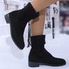 Fashion Autumn Womens Solid Pleated Ankle Boots Fashion Faux Suede Square Heel Boots Ladies Round Toe Back Zipper Office Shoes Boats