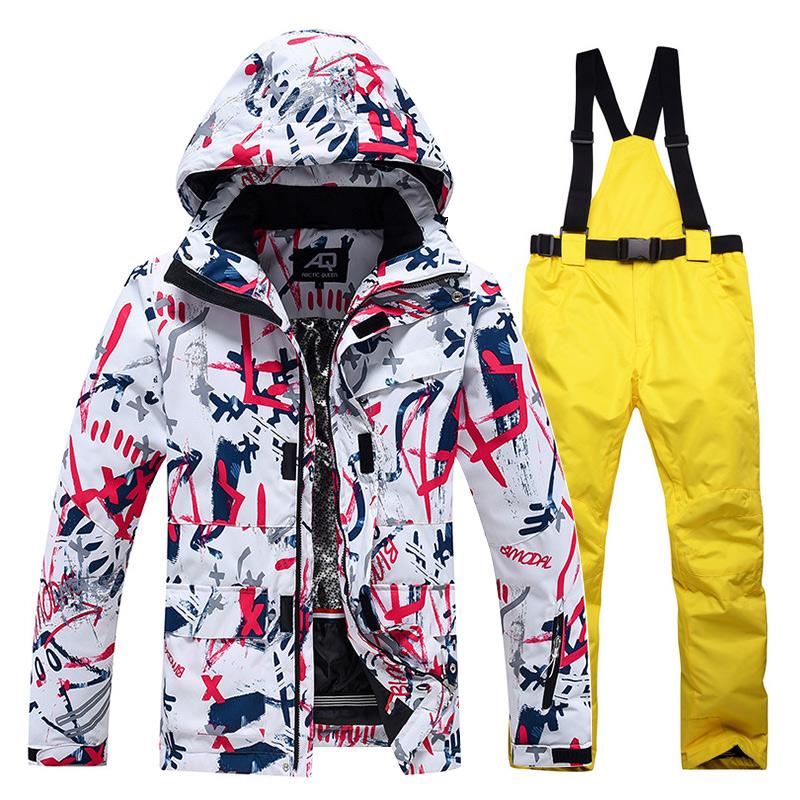 Зимний мужской и женский лыжный костюм, уличный теплый ветрозащитный водонепроницаемый костюм для катания на лыжах, сноуборде, мужская и женская лыжная куртка, лыжные штаны, зимний комбинезон
