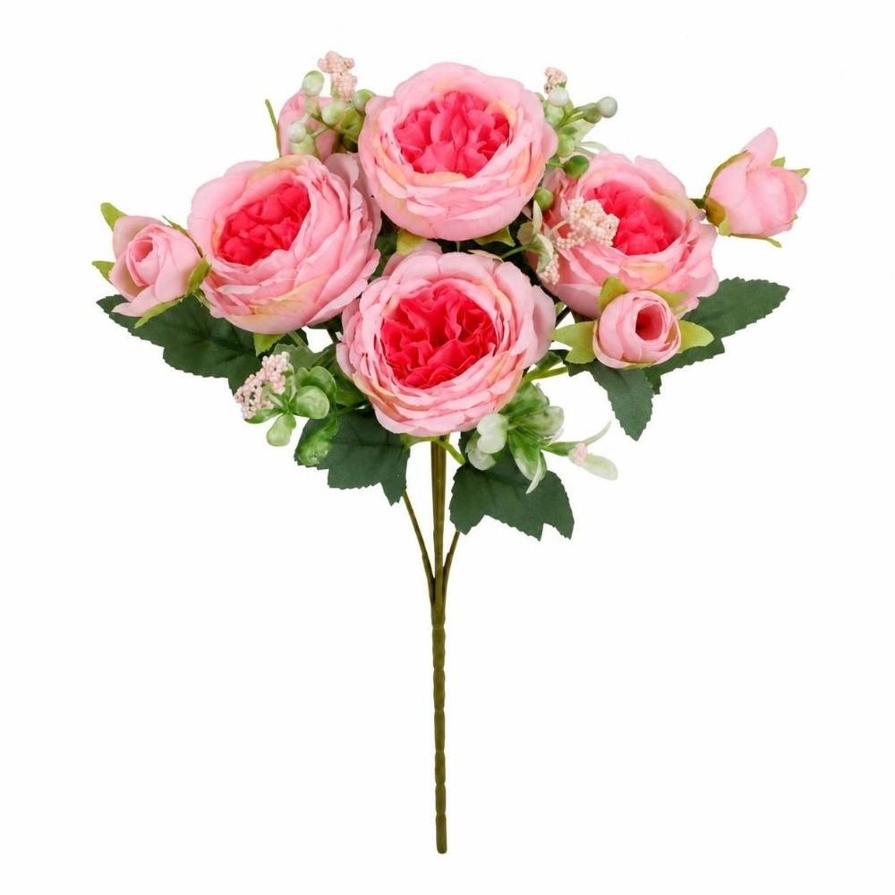 Long Stem Artificial Flowers Realistic Touch Bridal Bouquet Elegant Fake Roses Home Wedding Bridal