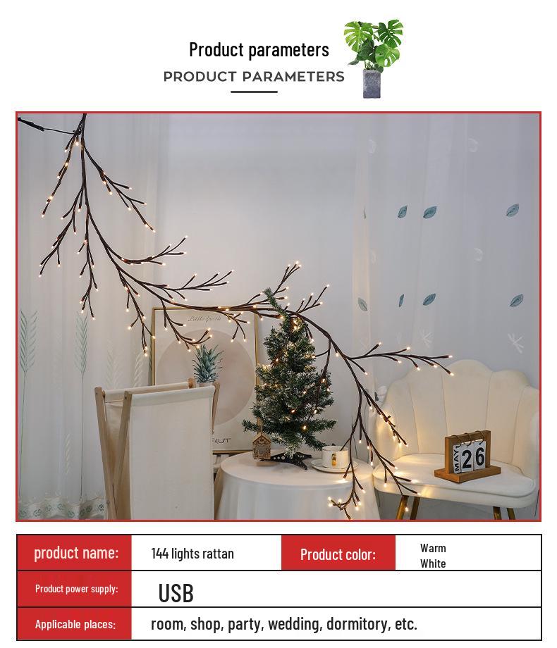 Светодиодные ротанговые ветки с феями для трансграничного свадебного фестиваля для внутреннего украшения стен