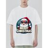 Christmas T-Shirt Black Santa Claus with Sunglasses and Merry Christmas Text Holiday Party Wear
