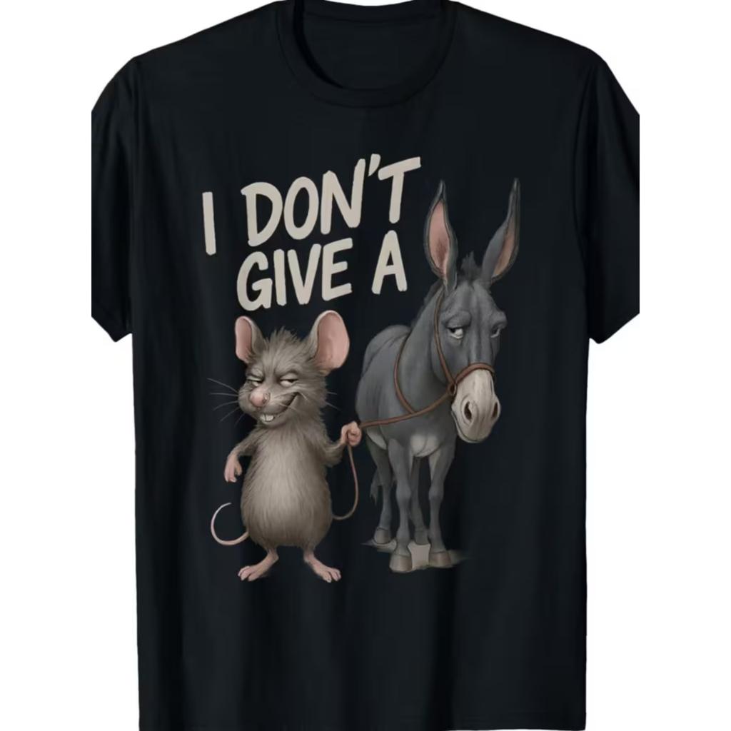 Women's Funny Sarcastic Rat & Donkey Meme unisex T-Shirt - I Don't Give A Graphic Tee