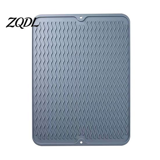 Wavy Texture Countertop Protector Silicone Dish Drying Mat, Heat Resistant Kitchen Counter Food Grade Mat Waterproof Placemat Utensil Drainer