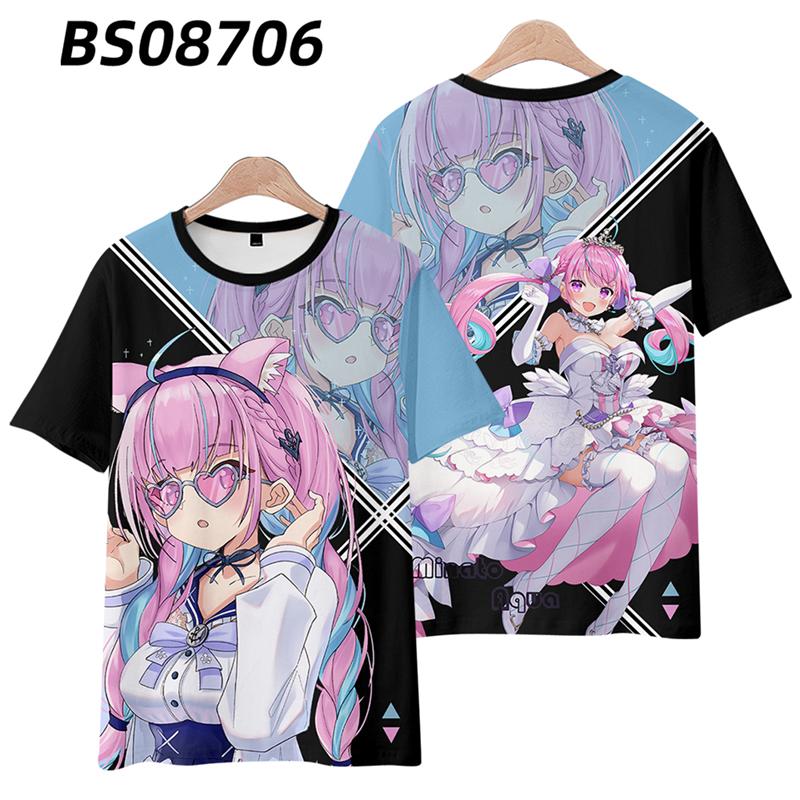 Hololive VTuber Nakiri Ayame Shirakami Fubuki T-shirts 3D Print Kid Anime Tee Men Women Short sleeve Top Harajuku O-Neck T shirt