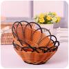 2PCS Handmade Basket Fruit Snacks Plate Bread Hand-knitted Case Simple Picnic Storage Box Home