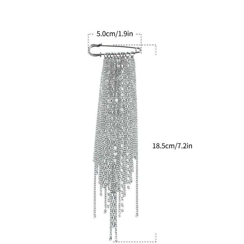 Модная преувеличенная металлическая цепочка с кисточкой, цепочка-булавка, брошь для женщин, новый крутой шарм для костюма, рубашки, аксессуары для украшений с фиксированной иглой