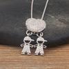 Nidin Hot Sale Classic Son/Daughter Sparkling Zircon Charm Pendant Necklace For Women Boys and Girls Clavicle Chain Jewelry Gift