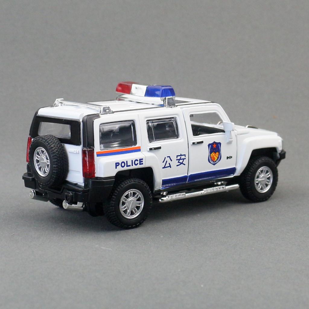 Alloy Car Model Hummer H3 Police Suv With Sound Light For Kids Play