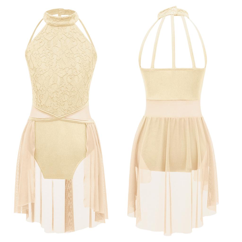 Детское гимнастическое танцевальное платье без рукавов для девочек, купальник в стиле пэчворк с неровным подолом, танцевальная одежда, костюм