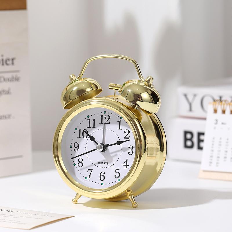 Ретро-будильник с громким звонком и ночником - бесшумные прикроватные часы, креативный подарок для студентов и декор спальни