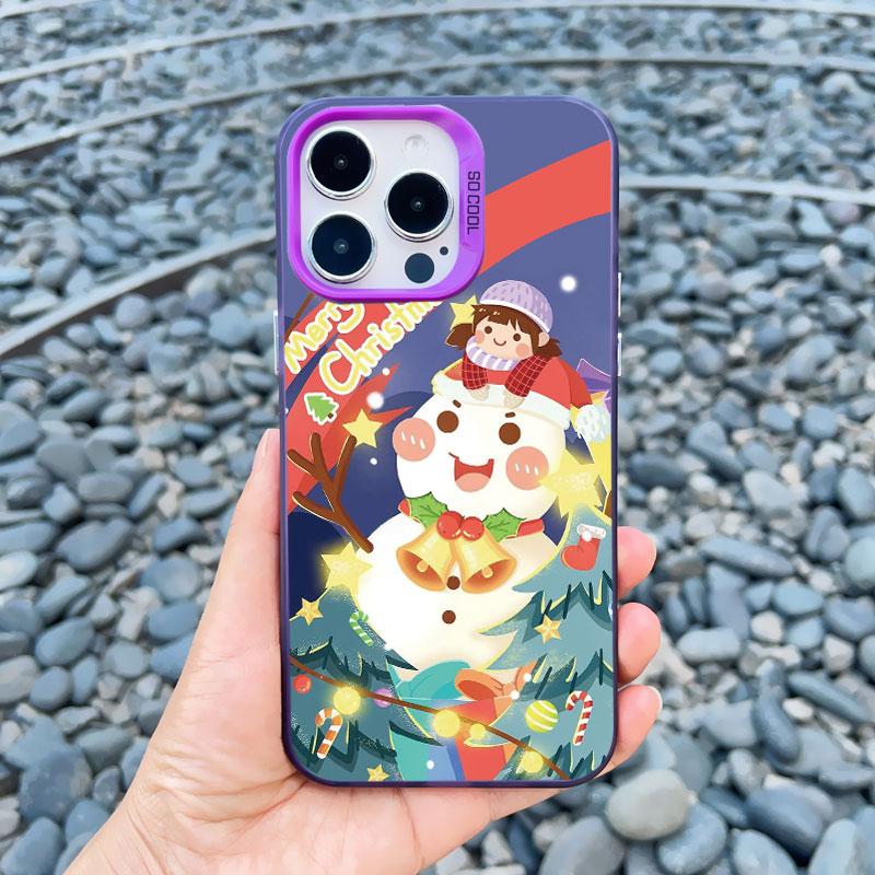 Чехол для телефона на Рождество для iPhone 13 12 Pro Max Mini 16 15 14 Plus Pro Max 11 Ударопрочный Лазерный Задний Чехол для Телефона Funda