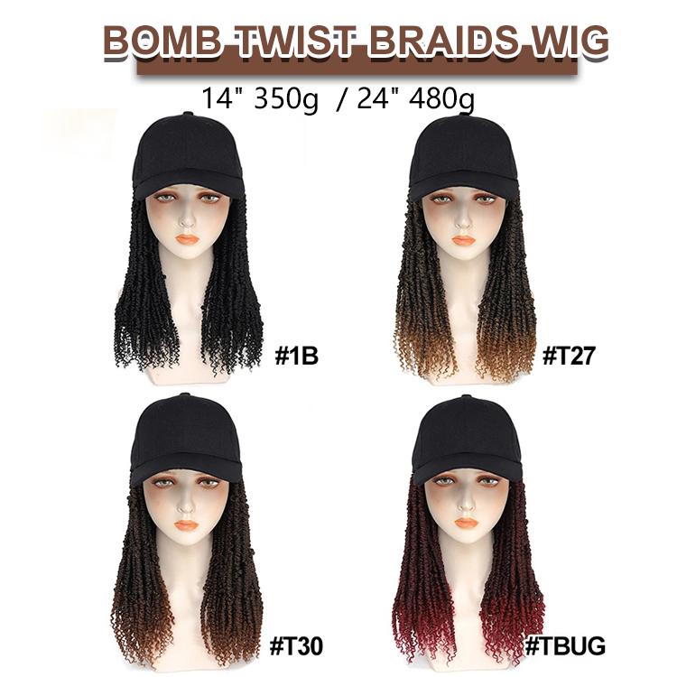 Julianna Hair Factory Synthetic Bomb Twist Baseball Cap Wig Bomb Twist Hat Wigs
